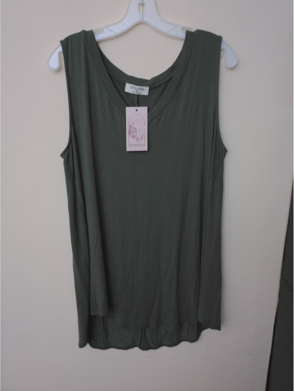NWT Zenana Tank Top Tunic Womens Olive Green Size XL Sleeveless V Neck